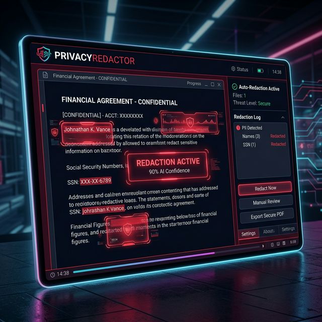 PrivacyRedactor App Mockup